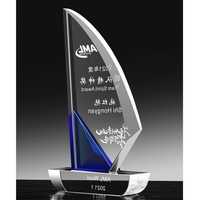 ADL Nouveau Design K9 Cristal Clair Verre Trophée Prix Voilier Bateau Voilier Artisanat Thème Affaires Gravure Plaques de Chine