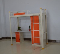 Lit superposé en acier, Design souple, style Loft, avec garde-robe et bureau, pour dortoir