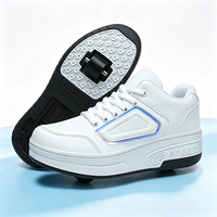 Chaussures à roulettes pour enfants et adultes, roues doubles amovibles en PU, chaussures de patinage unisexes pour garçons et filles, baskets d'extérieur Ruidongle
