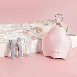 JM - Juego de Manicura de 4 Piezas, Color Rosa, Acero Inoxidable, Cortaúñas, Lima de Uñas, Portátil, con Logotipo Personalizable, Regalo para Niñas - Product Image 5