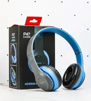 P47 Headphone Nirkabel, Earphone 5.0 Gigi Biru, Helm Bass Dapat Dilipat Mendukung Kartu TF untuk PS4 dengan Headset Mikrofon