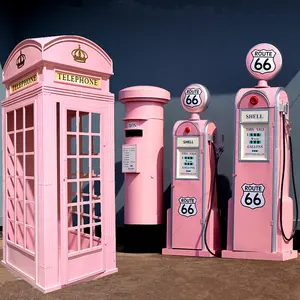 Atrium 장식 캐비닛 철 금속 런던 핑크 전화 부스 레드 전화 부스 웨딩 장식