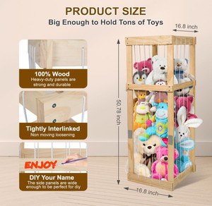 Amaca portaoggetti per peluche in legno massello lucidato, robusta, durevole ed ecologica, fatta <span class=keywords><strong>a</strong></span> mano, di grande capacità, per decorazioni domestiche e porta giocattoli - Product Image 2