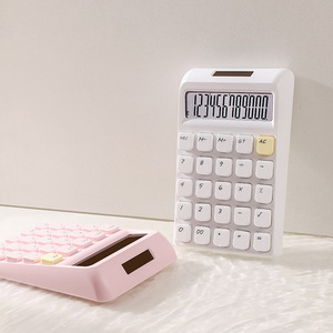 Calculatrice de bureau rose à énergie solaire, affichage à 12 chiffres, matériau ABS, design mignon pour le bureau et l'école - Product Image 3