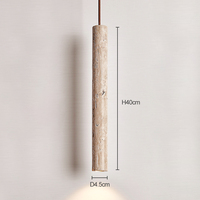 Lampe suspendue en travertin Wabi-sabi, lampe de chevet nordique, lampe de bar, tube en pierre naturelle long, décoration artistique LED, lampe suspendue Mia
