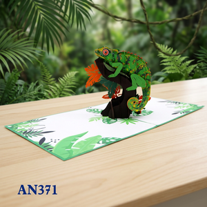 Carte pop-up 3D en papier fait main tendance, motif animal gecko vert, impression offset, logo personnalisé, cadeau promotionnel Thanksgiving - Product Image 5