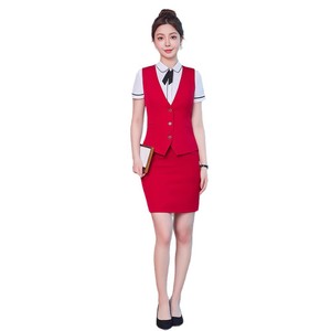 Female Bar KTV Uniform Vest Short Sleeve Slim Fit Polyester Cotton Workwear For Receptionist Cashier Waitress Male Version - Product Image 5