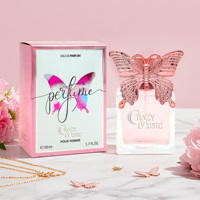 Parfum en spray fruité et boisé personnalisable, envoûtant, élégant et captivant, 100 ml, flacons en verre avec un décor de papillon