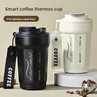 Thermos à café octogonal en acier inoxydable 316, 450 ml, isolé sous vide, portable, avec cordon, logo personnalisé, tasse cadeau pour l'extérieur