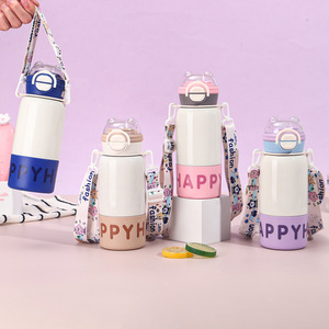 Stylish Letter Print Insulated Water Bottle With Strap Portable Drinking Cup For Students Outdoor Use Car Use - Product Image 3