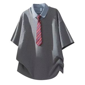 Maglia Formale Estiva da Uomo in Misto Seta/Cotone 300g, Manica Corta, Stampa Leopardata, Vestibilità Regolare, Collo Alto, Bianco e Nero, Taglie L-2XL - Product Image 3