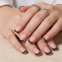 Prix d'usine 10 pièces Faux ongles à presser naturels courts carrés, courts en forme d'amande, à bout français, rectangulaires
