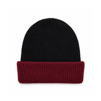 Bonnet en tricot à revers contrastant pour femme, style décontracté, chaud et ample, en maille côtelée épaisse, idéal pour l'hiver