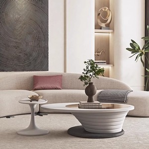 Ovale glazen salontafel, kleine huiskamer, modern, creatief, luxe, romige stijl, 2026 nieuwe theetafel - Product Image 3