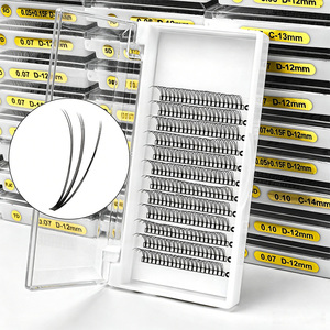 Les faux cils segmentés en bouquets individuels les plus populaires pour le volume, 12 rangées, ensemble D, avec colle, pince à épiler et kit d'outils - Product Image 1