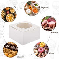 Boîtes d'emballage en carton kraft blanc de 4 pouces pour pâtisseries, biscuits, bonbons, chocolats, fraises, muffins, beignets, cupcakes avec fenêtre