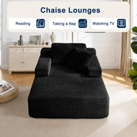 Livraison Gratuite Canapé-lit Chaise Longue en Velours Côtelé 47 pouces, Ensemble Canapé-lit Sans Armature, Canapé Nuage, Mobilier de Salon, Aucun Assemblage Requis
