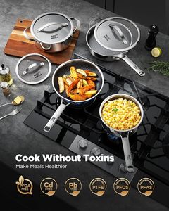 Geling khéo léo sản xuất chất lượng cao lai thép không gỉ Cookware sets thời trang 17 cái bạc không dính nấu ăn <span class=keywords><strong>Pan</strong></span> Bộ - Product Image 3