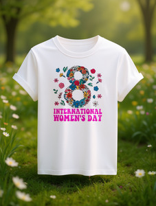 T-shirt elegante da donna con scollo rotondo, manica corta, stampa floreale, per la festa della donna internazionale, primavera, estate, autunno - Product Image 2