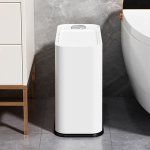 Rectangular Lidded Trash Can 12L Plastic Indoor Bathroom Kitchen Waste Bin - Product Image 1