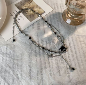 قلادة عنق على شكل قلب أسود من سبيكة عتيقة عصرية جديدة للربيع قلادة عنق للنساء مبالغة في مزاجه داكن ثقافة فرعية XL889 Link - Product Image 4