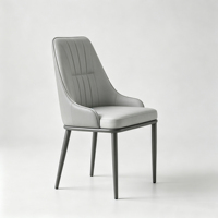 Chaise de salle à manger en cuir, chaise d'appoint de cuisine avec dossier à surpiqûres brunes et pieds noirs pour cuisine, salon, salle à manger