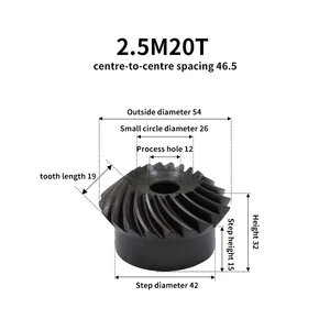 Módulo 2,5, engranaje cónico en espiral de precisión de 20 dientes, relación de velocidad 1:1, engranaje de piñón de alta precisión endurecido de acero 45, granja recta - Product Image 6