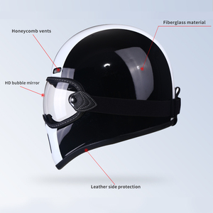 Venta caliente Retro Full Face Fibra de vidrio AD Cascos de motocicleta Tamaño XL con visera abatible Protección de seguridad para carreras de carretera - Product Image 2