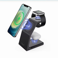 Chargeur sans fil magnétique pliable pour iPhone et montre connectée, sortie 15W PD, matériau PC, entrée 9V/2A, protections SCP OTP/OPV