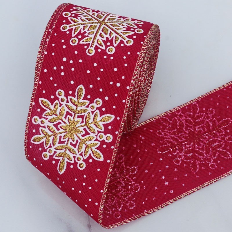 Rouge avec bord doré-6,3 cm, 10 mètres par rouleau