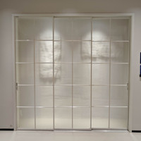 Porte coulissante d'entrée en verre trempé imperméable Deioux avec double couche de verre trempé pour les grands espaces ouverts