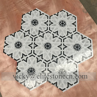 Mosaïque en pierre naturelle à motifs floraux, jet d'eau, adaptée à la salle de bain, à la cuisine, au parquet, au salon, à la chambre à coucher, à l'hôtel, au couloir