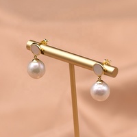 Anting Mutiara Trendy Geometris Persegi Model Drop Berlapis Emas Bentuk Tidak Beraturan Perhiasan Fashion Pesta Anting Mutiara