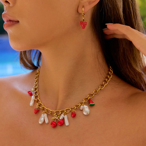 Yağ Damlası Meyve Mango Muz Limon Tasarımlı 18 Ayar Altın Kaplama Paslanmaz Çelik Günlük Kullanım ve Tatiller İçin Sıcak Fırsat - Product Image 3