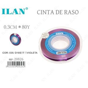 Nastro in raso ILAN 0,3 cm x 80 iarde viola per confezioni regalo - Product Image 1