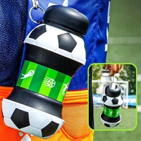 Bouteille d'eau de sport pliable en silicone sans BPA, réutilisable et étanche, pour le football, la gym, avec cordon de poignet et mousqueton