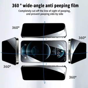กระจกนิรภัยกันรอย9H ESD แบบเต็มรูปแบบป้องกันการสอดแนม<span class=keywords><strong>360</strong></span>องศาอุปกรณ์ป้องกันหน้าจอเพื่อความเป็นส่วนตัวสำหรับ <span class=keywords><strong>iPhone</strong></span> XR <span class=keywords><strong>XS</strong></span> 11 Pro 12 13 14 15 16 PRO MAX - Product Image 4