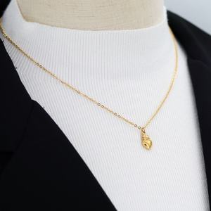 Collier en acier inoxydable plaqué or 18 carats, motif cœur gaufré rétro, petite fleur de pêcher, chaîne ras du cou, bijoux de mode - Product Image 5