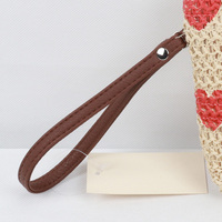Pochette de soirée élégante en paille de papier, motif cœur, rouge, vert, noir, avec fermeture éclair, capacité 1-1,9L