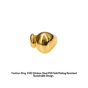 Fashion <b>Ring</b> 316L Stainless Steel PVD Gold Plating Resistant Sustainable Design - Product Image 2