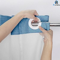 Ensemble de Douche en Tissu Effet Gaufre Direct Usine, Sans Crochets, Fixation par Clip, Lavable en Machine, Fenêtre Transparente, Rideau de Douche Bleu