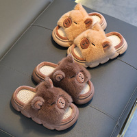 BT mignon Capybara pantoufles enfant sandales automne anti-dérapant dessin animé pantoufles lin sol chaussures intérieur respirant maison pantoufles