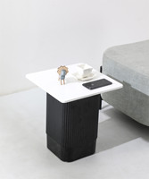 Table basse carrée moderne nordique blanche pour salon, plateau en MDF, base en plastique, vente en gros, directement de l'usine