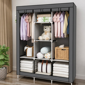 Lemari Pakaian Lipat Sudut Modern 125x85x165cm Bentuk L, Lemari Kain dengan Ritsleting yang Dapat Disesuaikan untuk Kamar Tidur - Product Image 3