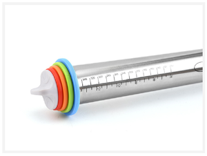 Rouleau à pâtisserie réglable de 17 pouces, kit de pâtisserie français, mesure, pour pâte, avec 4 anneaux de réglage d'épaisseur amovibles, en acier inoxydable et plastique - Product Image 3