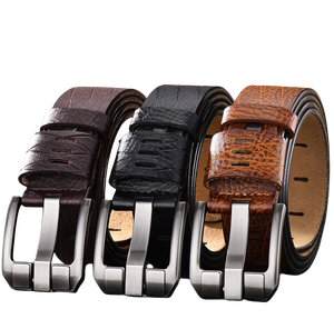 Cinturón de cuero genuino con patrón de cocodrilo Retro para <span class=keywords><strong>hombre</strong></span>, cinturón de negocios de longitud personalizada de aguja ancha, suministro directo personalizado, Stock de <span class=keywords><strong>AliExpress</strong></span> - Product Image 1