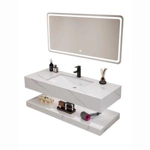 Meuble-lavabo de salle de bain moderne à deux niveaux avec plan en céramique <span class=keywords><strong>LED</strong></span> intelligent et dessus en marbre, avec <span class=keywords><strong>dalle</strong></span> de pierre pour la maison - Product Image 6