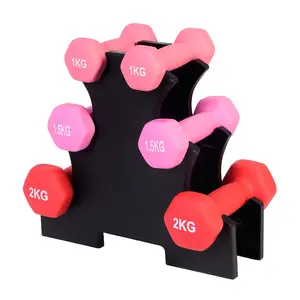 Gekleurde Neopreen Gecoate Dumbbell Set Met Rack Gewichten 32lb Set, Oefening & Fitness Dumbbells 3 Lb 5 Lb 8