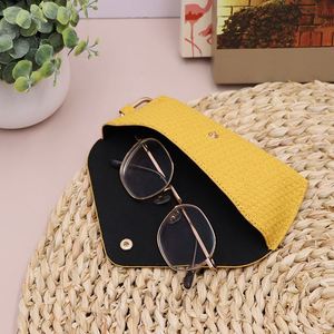 Elegant Woven PU Leather Glasses Case Reading Eyeglasses Protective Pouch <b>Sunglasses</b> Bag for Travel - Product Image 2