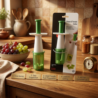 Outil de cuisine, gadget manuel pour couper les raisins, lames en acier inoxydable, coupe-fruits manuel pour cerise, tomate, fraise, petits fruits